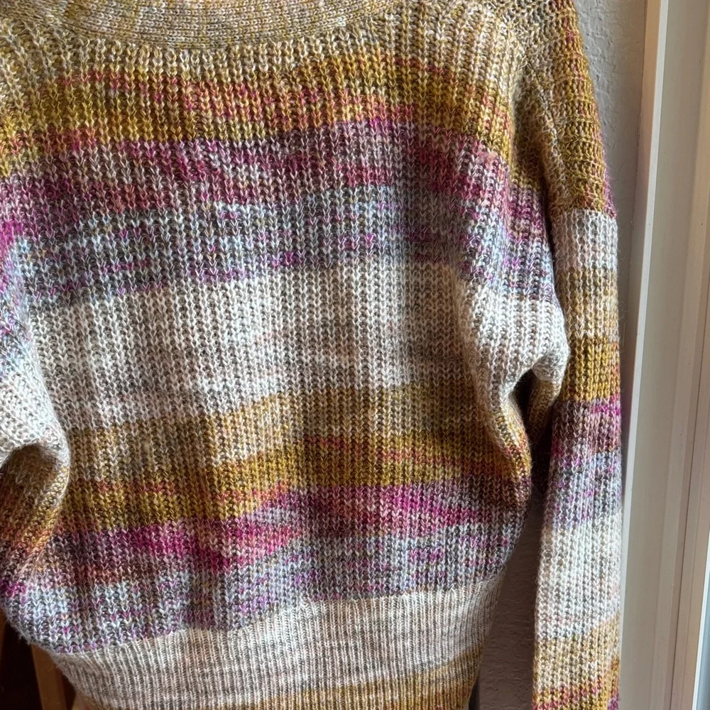 Lucky Brand Multicolor Rainbow Stripe Cropped Cardigan Sweater XS - Picture 7 of 8